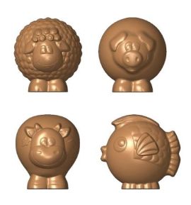 MOLDE OVEJA+CERDO+VACA+PEZ GLOBO PARA ROTATIVA