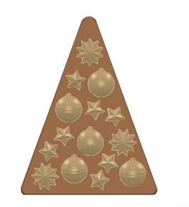 MOLDE ARBOL NAVIDAD CON DECORACION 170x131 h.5mm (1+15und) 70gr